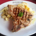 Veal chop with gratin and swiss chard
